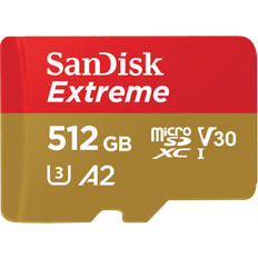 512 GB Memory Cards SanDisk Extreme microSDXC Class 10 UHS-I U3 V30 A2 190/130MB/s 512GB + Adapter