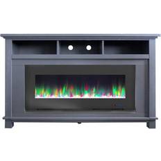 Fireplaces Hanover Winchester 57.8 in. Freestanding Electric Fireplace TV Stand in Slate Blue with Crystal Rock Display