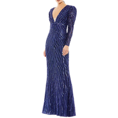 Evening Gowns - Sportswear Garment Dresses Mac Duggal Beaded Puff Sleeve Trumpet Evening Gown