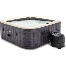 Costway 4-Person SaluSpa Inflatable Hot Tub Spa with 108 Massage Bubble Jets, Air Pump, Filter Cartridge & Cover, Portable Outdoor Blow Up Spa - Blue