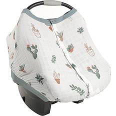 Child Car Seats Accessories Little Unicorn Prickle Pots Cotton Muslin Car Seat Canopy In White/green White Seat Cover