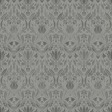 Midbec Wallpaper Midbec Tapeter Ludvig Dark Grey Floral Ogee Dark Grey Paper Strippable Roll (Covers 56.4 sq. ft