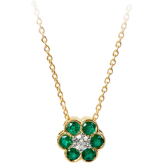 Aspinal of London Athena Cluster Pendant Necklace - Gold/Diamonds/Emerald