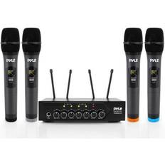 Mics Pyle Wireless Microphone System Set w/ Bluetooth Receiver Base & 4 Handheld Mics