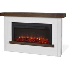 Fireplaces Real Flame Bernice 67 in. Freestanding Wooden Electric Fireplace in White