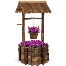 Best Choice Products Rustic Wooden Wishing Well Planter