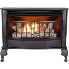 Black Electric Fireplaces Procom Ventless Dual Fuel Gas Stove, 25000 BTU, Remote Control, Black