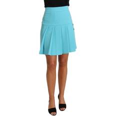 Blue - Midi Skirts Dolce & Gabbana Crystal Wool A-line Pleated Skirt
