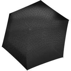 Reisenthel Umbrella pocket mini flat, stable and lightweight pocket umbrella in signature black hot print with smooth-running hand opener large