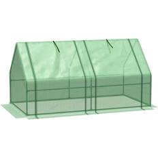 OutSunny Greenhouses OutSunny 3 Green Mini portable Greenhouse with Zipper Doors Water/UV PE Cover