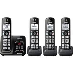 Wireless home phone system Panasonic Black Cordless Phone System TGD664M With 4 Handsets