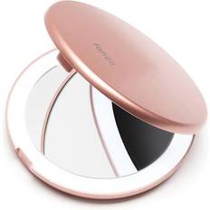 Makeup Mirrors Fancii Mini Lumi LED Compact Mirror (Rose Gold) pink