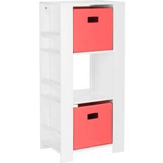 Home Kids White Cubby Storage Tower with Bookshelves with