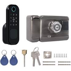 Home security door locks Tuya WiFi No Wiring Waterproof Fingerprint Lock Digital Code Electronic Door Lock For Home Security bt Unlock Compatible with Google Home Amazon