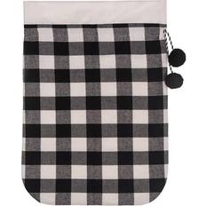 Haute Decor 28 in. Black and White Buffalo Check Christmas Santa Bag