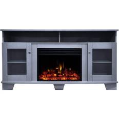 Electric Fireplaces Cambridge Savona Electric Fireplace Heater with 59-In. Slate Blue TV Stand Enhanced Log Display Multi-Color Flames and Remote