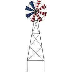 Garden Decorations GlitzHome Garden Stakes - Red Blue Stars Stripes Windmill