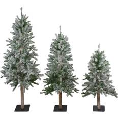 Green Interior Details Northlight Flocked Alpine Unlit Artificial Christmas Trees, Set