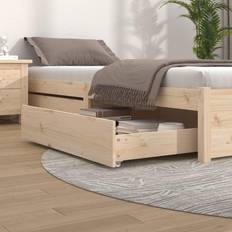Beige Sengehest vidaXL Bed Drawers Solid Wood Pine 2pcs