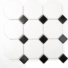 Hvite Gulvfliser HUH Mosaik Octa G 948 cm svart 30x30cm