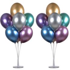 Balloon Stand Kit Clear Table Desktop Balloon Holder with 7 Balloon Sticks,  7 Balloon Cups and 1 Balloon Base for Birthdays Wedding Parties, Holidays,  and Anniversary Decoratio 