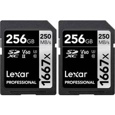 LEXAR Professional SDXC Class 10 UHS-II U3 V60 250MB/s 256GB (1667x) (2-Pack)