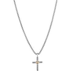 David Yurman Petite x Cross Necklace - Silver/Gold