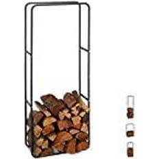 Relaxdays Firewood Rack, Log Stacking Aid, Steel, For In- and Outdoor Use, Wood Pile Shelf, H x W 150 x 60 cm, Anthracite