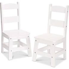 Melissa & Doug Wooden Chairs, Set of 2 - White Furniture for Playroom