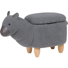 Grå Krakker Beliani Fabric Stool Nursery Children Room Solid Wood Legs Animal Footrest Alpaca