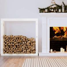 vidaXL Firewood Rack White 100x25x100 cm Solid Wood Pine
