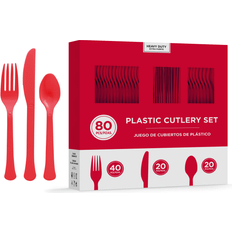 Amscan Plastic Cutlery Apple Red 80 Pcs