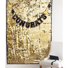 Confetti Amscan Graduation Paillette Backdrop Set, 72" x 48" Gold