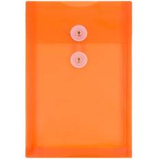 Jam Paper Open-End Plastic Envelopes, 6 1/4" x 9 1/4" Bright Orange, Pack Of 12