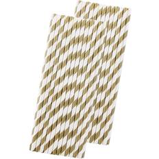 50 Gold Striped Paper Straws
