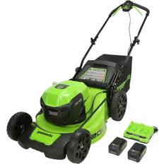 Battery Powered Mowers Greenworks Tools 48V 20 Lawn Mower w/2 4Ah Batteries 2532302VT Battery Powered Mower