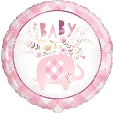 Red Text & Theme Balloons Unique Party Baby Shower Pink Floral Elephant Foil Mylar Balloon (1ct)