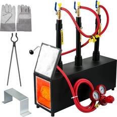 VEVOR Camping Stoves & Burners VEVOR Propane Knife Forge, Farrier Furnace with Three Burners, Portable Square Metal Forge with Single Durable Door, Large Capacity, for Blacksmithing, Knife Making, Forging Tools and Equipment