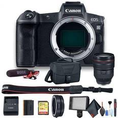 Canon Mirrorless Cameras Canon EOS R Mirrorless Digital Camera Intl Model W/ RF 28-70mm Lens, Bag, 128GB Card, Extra Battery, Rode Mic, Extended Warranty, LED Light