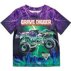 Monster Jam Grave Digger Big Boys Graphic T-Shirt Purple/Green 18-20