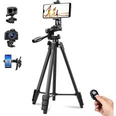 55 Phone Tripod, PHOPIK Aluminum Extendable Tripod Stand with Shutter,  Carrying Bag, Compatible with iPhone/Android/Sport Camera Perfect for Video