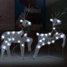 vidaXL silver 2x Reindeers Christmas Lamp