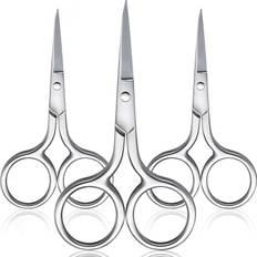Eyebrow Scissors and Three Eyebrow Brushs, beard and nose trimming scissors  eyelash with curved craft stainless steel scissors