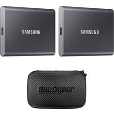 Computer Spare Parts Samsung MU-PC1T0T/AM Portable SSD T7 USB 3.2 2TB, Gray (2-Pack) w/ Deco Gear Case