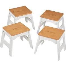 Melissa & Doug Wooden Stools - Set of 4 White/Natural