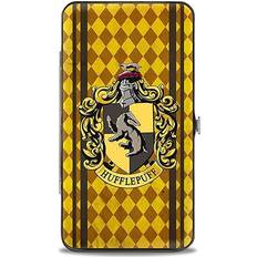 Wizarding World of Harry Potter Wallet Hinged Hufflepuff Crest Stripes Diamonds Gold Browns