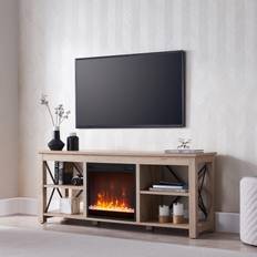 Fireplaces Sawyer Rectangular TV Stand with Crystal Fireplace for TV's up to 65" in White Oak