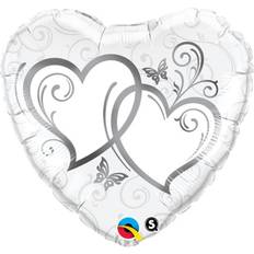Letter Balloons Qualatex Anagram 71499 18 in. Entwined Hearts Silver Flat Foil Balloon