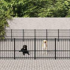 vidaXL Dog Kennel Steel 50.81 mÂ² - Black