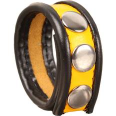 The Red Leather Cockring 3-snaps Black-Yellow